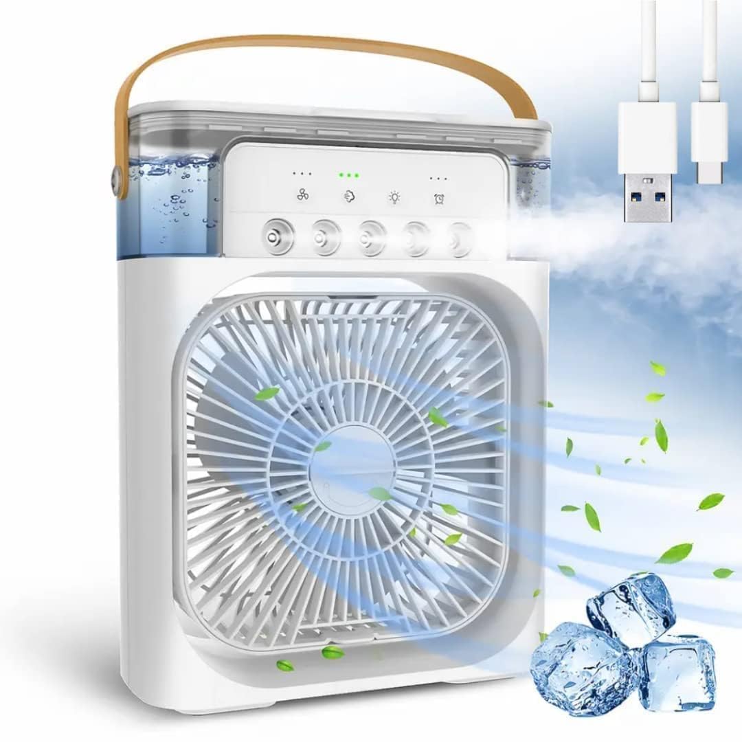 MiNi aIr cOoLeR MiSt fAn pOrTaBlE HuMiDiFiEr CoOlEr fOr hOmE WiTh 3 sPeEd mOdE WiTh wAtEr sPrAy, 7 CoLoR LeD AnD TiMeR, uSb pErSoNaL CoOlEr dEsK FaN HuMiDiFiEr U793